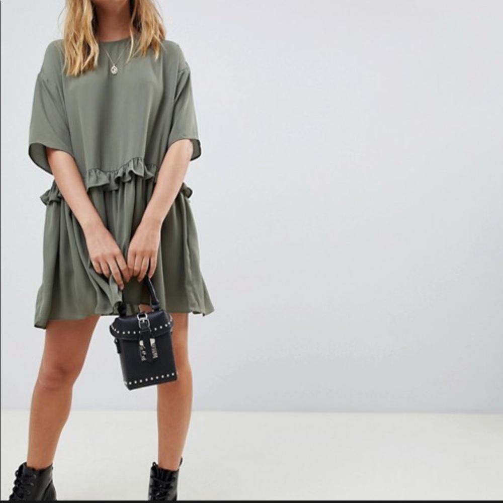 Mini Smock Dress with Frill Waist